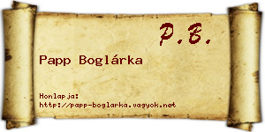 Papp Boglárka névjegykártya