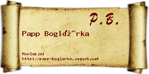 Papp Boglárka névjegykártya